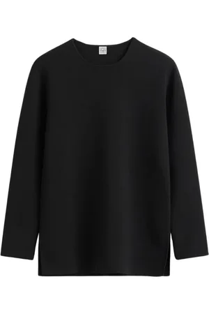 Totême Swetry, Kobieta, Czarny, S, Sweter Slim Fit z okrągłym dekoltem