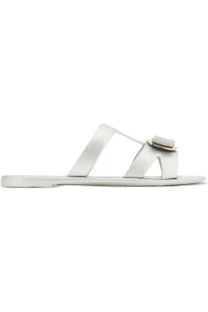 Salvatore Ferragamo Buty, Kobieta, Szary, 37 EU, Srebrne Klapki z Kokardą