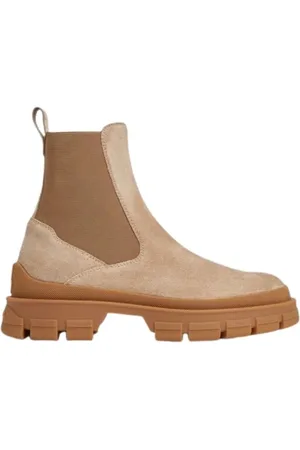 Moncler Buty, Kobieta, Beżowy, 39 1/2 EU, Zamsz, Zamszowe botki Chelsea z profilowaną podeszwą