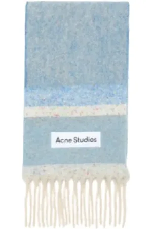 Acne Studios Akcesoria, unisex, Niebieski, ONE SIZE, Wełna, Niebiesko-Żółty Szal Luxe Winter