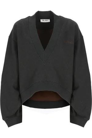 The Attico Bluzy, Kobieta, Czarny, S, Bawełna, Czarna bluza oversize z efektem ombre