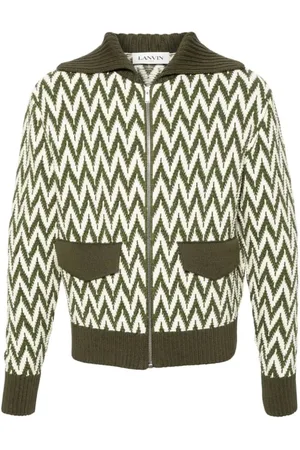 Lanvin Swetry, Mężczyzna, Zielony, S, Bawełna, Kurtka Bomberka Khaki White