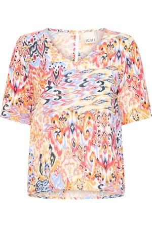 Ichi Bluzki, Kobieta, Wielobarwność, XL, Bluzka z nadrukiem Geranium Multi Ikat
