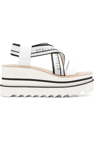 Stella McCartney Buty, Kobieta, Biały, 40 EU, Poliester, Białe sandały z kanciastym, kwadratowym noskiem