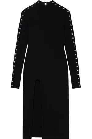 Stella McCartney Sukienki, Kobieta, Czarny, S, Poliester, Sukienka dzianinowa ze zdobieniami