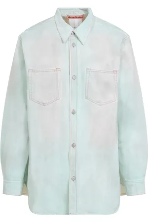 Acne Studios Koszule, Mężczyzna, Zielony, M, Bawełna, Miętowa koszula bawełniana