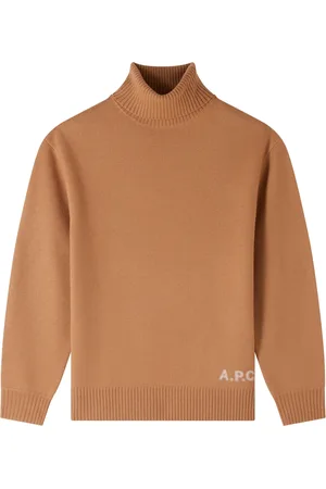 A.P.C. Swetry, Mężczyzna, brązowy, S, Wełna, Sweter Polo z Wełny Wielbłądziej