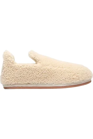 Moncler Buty, Kobieta, Beżowy, 36 EU, Klapki Shearling z Naszywką z Logo z Tyłu