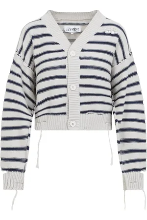 Maison Margiela Swetry, Kobieta, Wielobarwność, S, Bawełna, Chalk Navy Cardigan