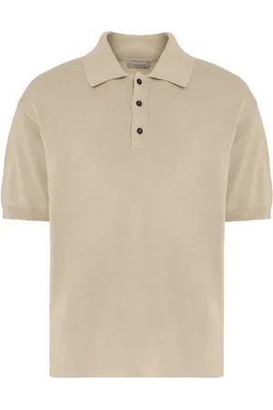 Salvatore Ferragamo Koszulki, Mężczyzna, Beżowy, M, Bawełna, Koszulka Polo z Prążkowanej Dzianiny