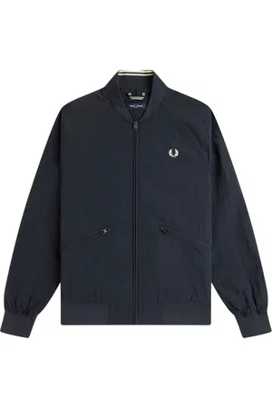 Fred Perry Kurtki, Mężczyzna, Niebieski, M, Nylon, Niebieska Kurtka Bomberowa Nylon Regular Fit