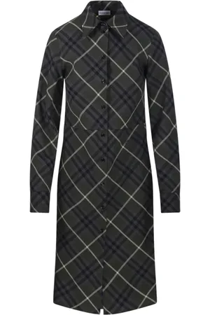 Burberry Płaszcze, Kobieta, Czarny, S, Sukienka w Kratę Marsh IP Styl