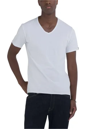 Replay Koszulki, Mężczyzna, Biały, S, Bawełna, T-shirt z dekoltem w serek