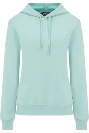 A.P.C. Bluzy, Kobieta, Niebieski, L, Bawełna, Haftowana Bluza z Kapturem