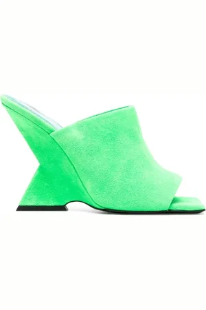 The Attico Buty, Kobieta, Zielony, 38 EU, Skóra, Klapki Cheope z kwadratowym noskiem 105 mm