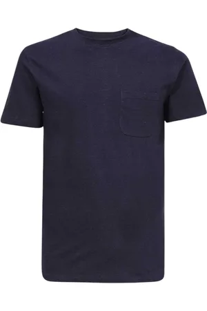 Les Deux Koszulki, Mężczyzna, Niebieski, S, Bawełna, Prążkowany T-shirt z zaokrąglonym dekoltem i kieszenią z przodu