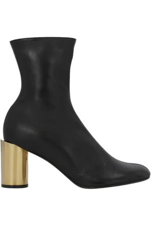 Lanvin Buty, Kobieta, Czarny, 37 EU, Skóra, Czarne skórzane botki z geometrycznym obcasem