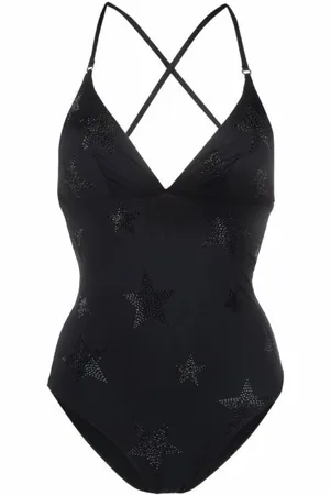 Stella McCartney Stroje kąpielowe, Kobieta, Czarny, S, Strój kąpielowy Crystal-Star Strappy-Back