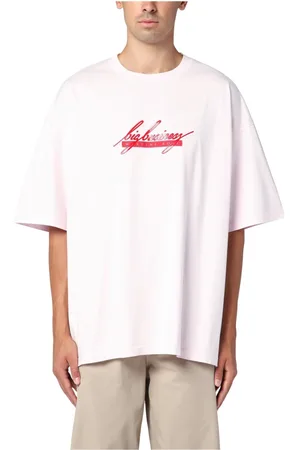MARTINE ROSE Koszulki, Mężczyzna, Różowy, S, T-shirt z krótkim rękawem i okrągłym dekoltem