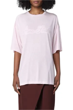 Acne Studios Koszulki, Kobieta, Fioletowy, S, Oversize Logo T-Shirt