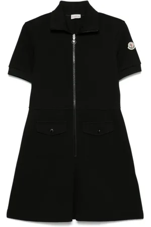 Moncler Sukienki, Kobieta, Czarny, L, Czarna Krótka Sukienka z Motywem Kompasu
