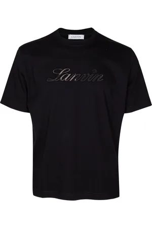 Lanvin Koszulki, Mężczyzna, Czarny, M, Denim, Czarny T-Shirt Denim z Haftowanym Logo