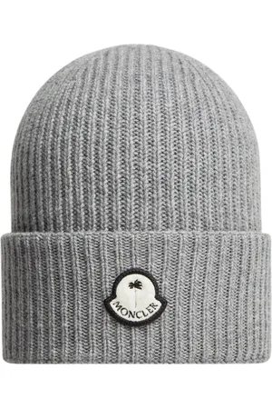 Moncler Akcesoria, unisex, Szary, ONE SIZE, Wełna, Wełniana Czapka Beanie z Naszywką Logo