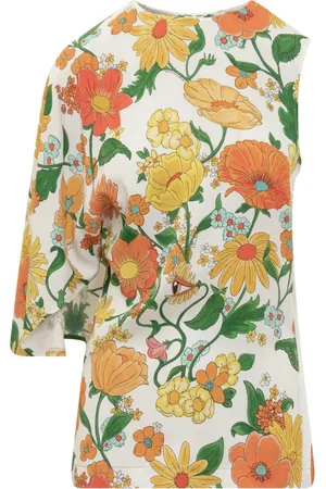 Stella McCartney Bluzki, Kobieta, Wielobarwność, XS, Top z odkrytym ramieniem w kwiatowy wzór Lady Garden
