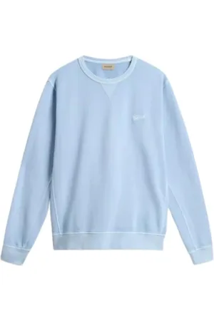 Woolrich Bluzy, Mężczyzna, Niebieski, XL, Garment Dyed Crewneck Sweater