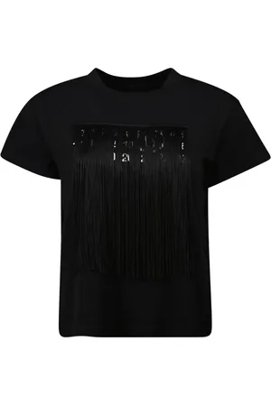 Maison Margiela Koszulki, Kobieta, Czarny, M, Bawełna, Koszulka Numeric Fringe