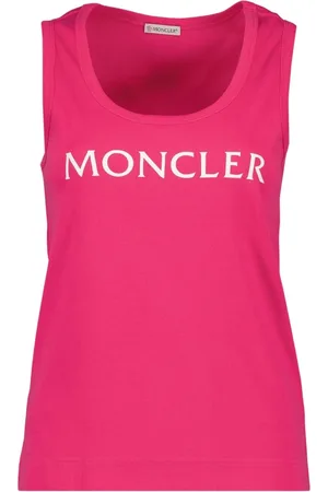Moncler Koszulki, Kobieta, Różowy, S, Bawełna, Logo Tank Top