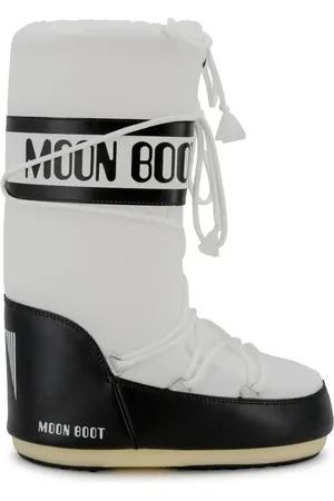 Moon Boot Buty, Kobieta, Biały, 39 EU, Nylon, Płaskie buty z nadrukiem logo