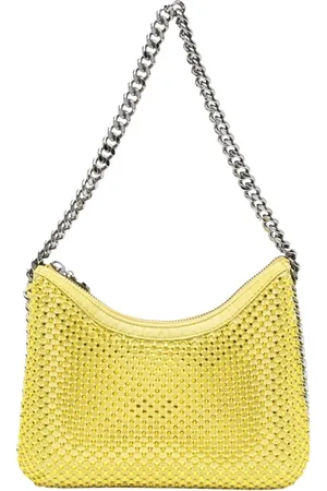 Stella McCartney Torebki, Kobieta, Żółty, ONE SIZE, Żółta torebka na ramię zdobiona kryształkami
