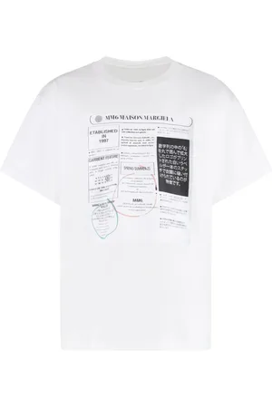 Maison Margiela Koszulki, Mężczyzna, Biały, XL, Bawełna, Bawełniany T-shirt z prążkowanym dekoltem