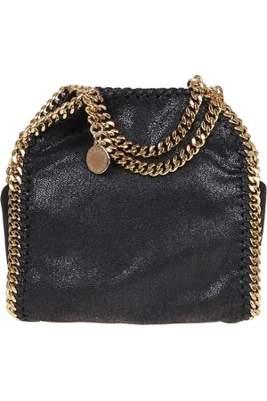 Stella McCartney Torebki, Kobieta, Czarny, ONE SIZE, Skóra, Mała torebka na ramię Tiny Falabella Shaggy De