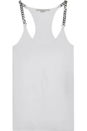 Stella McCartney Koszulki, Kobieta, Biały, S, Bawełna, Top bez Rękawów w Modnym Stylu