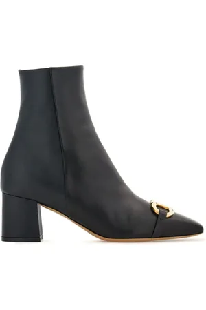Salvatore Ferragamo Buty, Kobieta, Czarny, 36 1/2 EU, Len, Botki na obcasie Marilena
