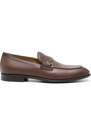 Salvatore Ferragamo Buty, Mężczyzna, brązowy, 43 1/2 EU, Skóra, Skórzane sandały Marron z metalowymi detalami