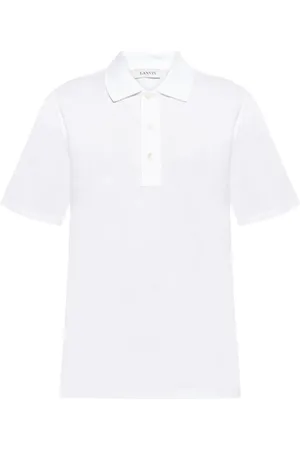 Lanvin Koszulki, Mężczyzna, Biały, S, Bawełna, Biała koszulka polo z krótkim rękawem