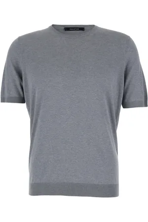 TAGLIATORE Koszulki, Mężczyzna, Szary, M, Bawełna, T-shirt z okrągłym dekoltem i prążkowanymi brzegami