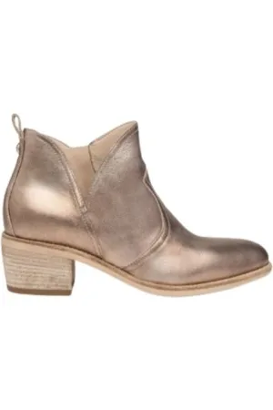Nero Giardini Buty, Kobieta, Żółty, 36 EU, Skóra, Metaliczne Botki z Niską Cholewką ze Skóry