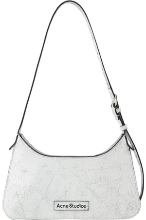 Acne Studios Torebki, Kobieta, Biały, ONE SIZE, Skóra, Platt Mini Crackle Hobo Bag
