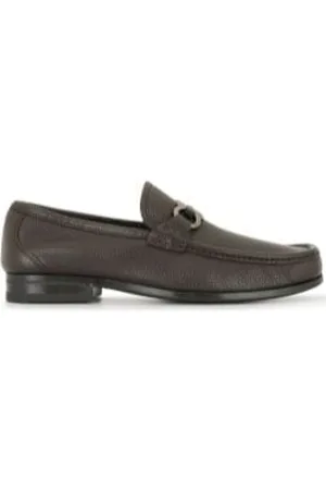 Salvatore Ferragamo Buty, Mężczyzna, brązowy, 38 EU, Skóra, Mokasyny z Detalem Gancini