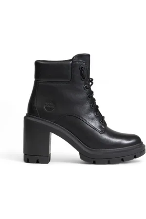 Timberland Buty, Kobieta, Czarny, 39 EU, Skóra, Czarne skórzane botki na sznurowadła
