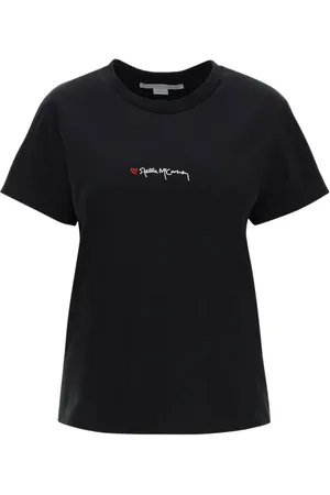 Stella McCartney Koszulki, Kobieta, Czarny, M, Bawełna, T-Shirt Sweatshirt