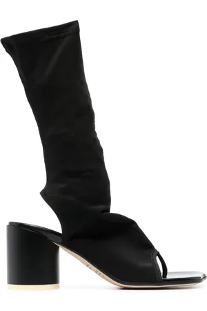 Maison Margiela Buty, Kobieta, Czarny, 36 EU, Skóra, Czarne wsuwane botki skarpetkowe
