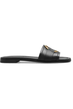 Moncler Buty, Kobieta, Czarny, 36 EU, Skóra, Bell Gładkie Skórzane Klapki