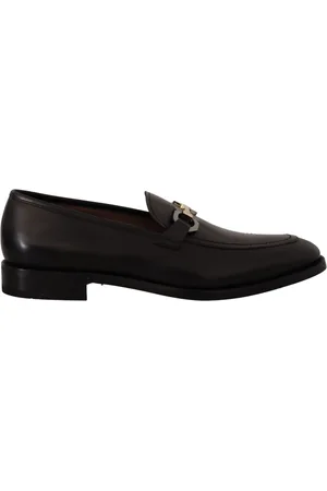 Salvatore Ferragamo Buty, Mężczyzna, Czarny, 43 1/2 EU, Skóra, Luksusowe skórzane mokasyny Gancio Bit Style