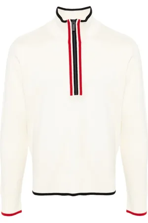 Thom Browne Swetry, Mężczyzna, Biały, M, Wełna, Półsuwak