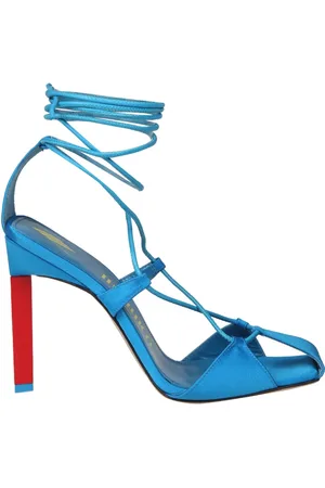 The Attico Buty, Kobieta, Niebieski, 37 EU, Skóra, Turkusowe sandały na wysokim obcasie z satyny